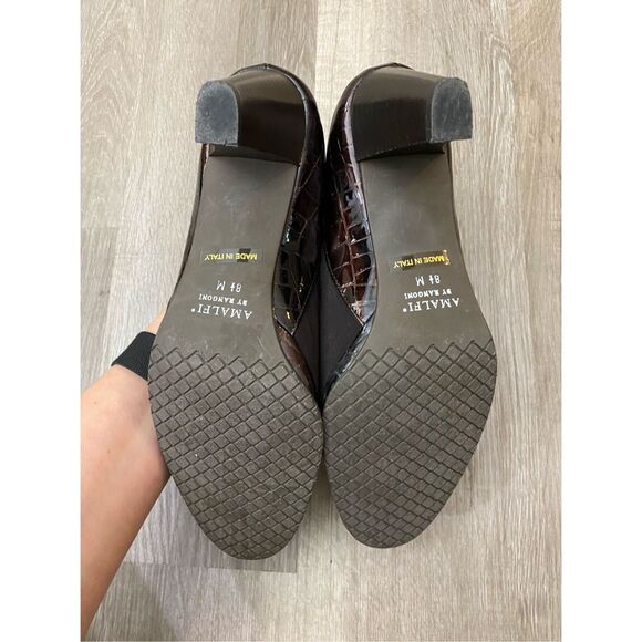 Amalfi by Rangoni Brown Animalprint Colorblock Heels Pumps, Size 8.5, MSRP $265 - Picture 6 of 9